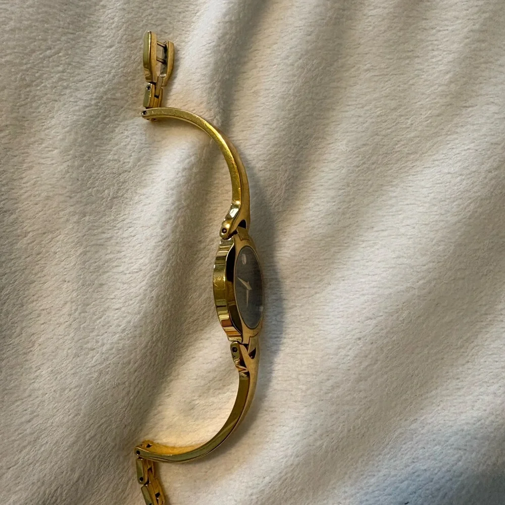 Movado Gold-Tone Round Face Women's Watch with Black Dial - Picture 2 of 2